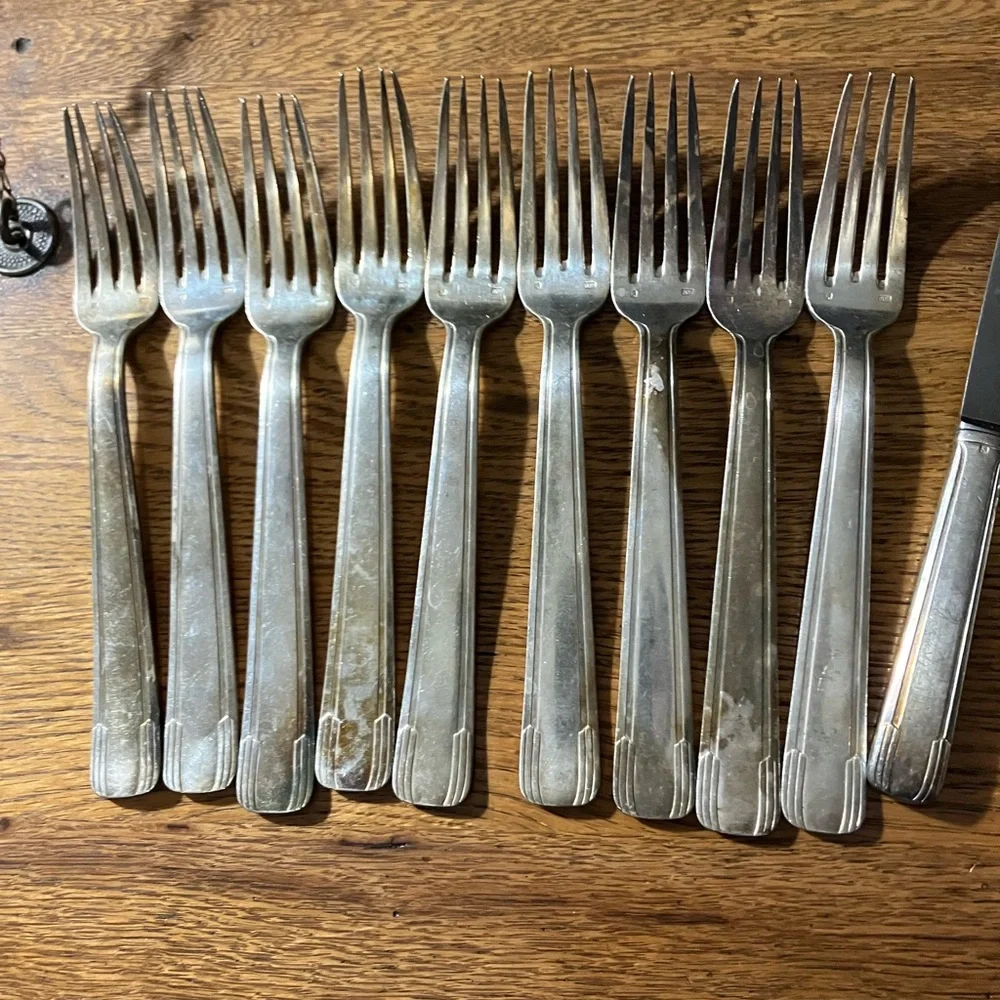 Antique / Vintage French Art Deco Silver Plated Flatware 24 pcs